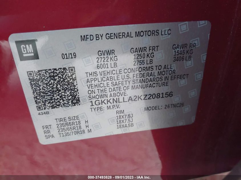 2019 GMC ACADIA SLE - 1GKKNLLA2KZ208156