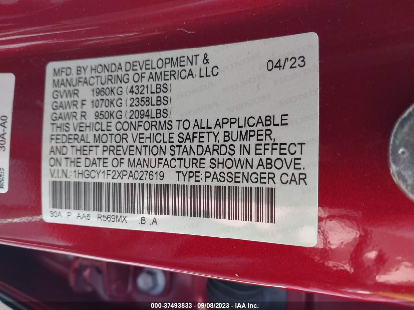2023 HONDA ACCORD LX - 1HGCY1F2XPA027619