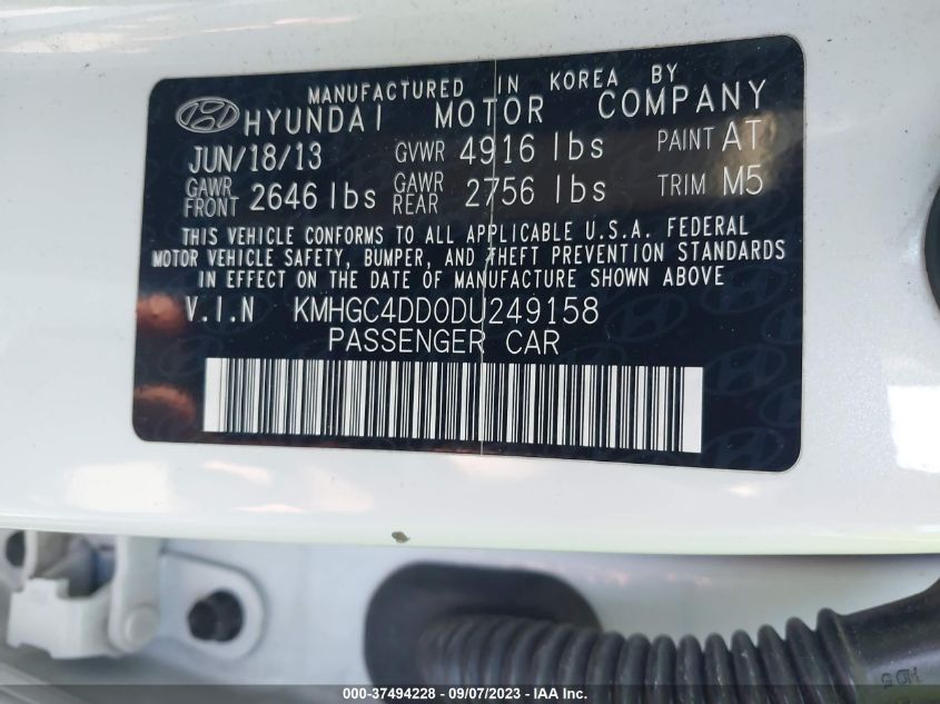 2013 HYUNDAI GENESIS 3.8L - KMHGC4DD0DU249158