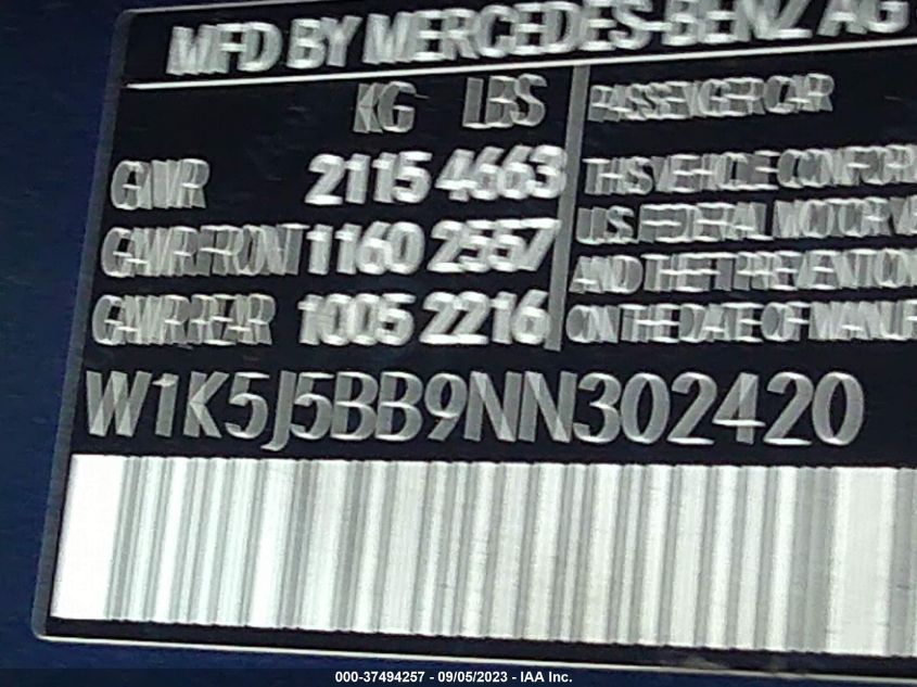 2022 MERCEDES-BENZ AMG CLA 35 - W1K5J5BB9NN302420