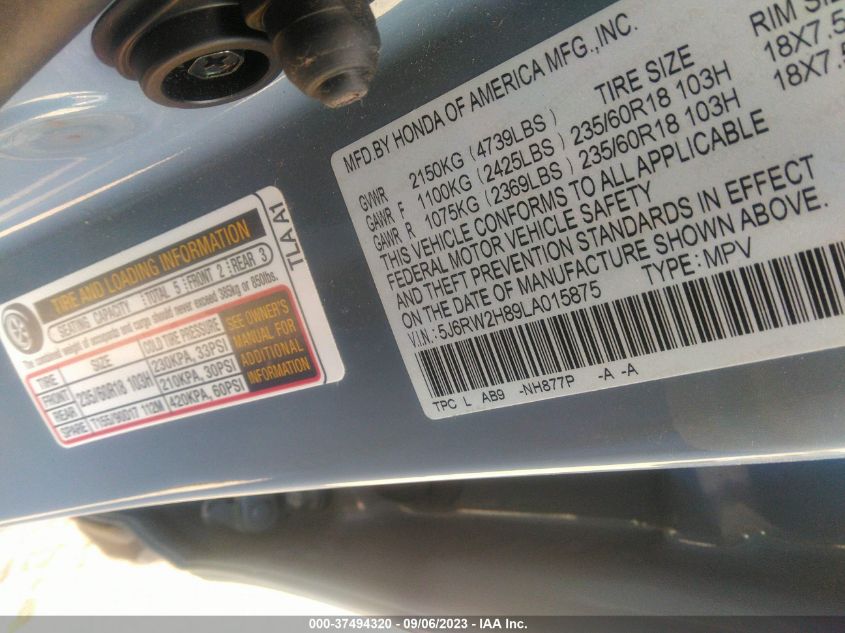 2020 HONDA CR-V EX-L - 5J6RW2H89LA015875