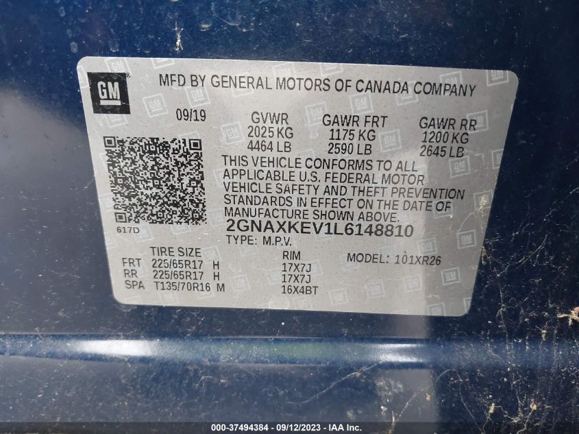 2020 CHEVROLET EQUINOX LT - 2GNAXKEV1L6148810