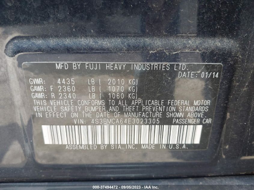 2014 SUBARU LEGACY 2.5I - 4S3BMCA64E3023305