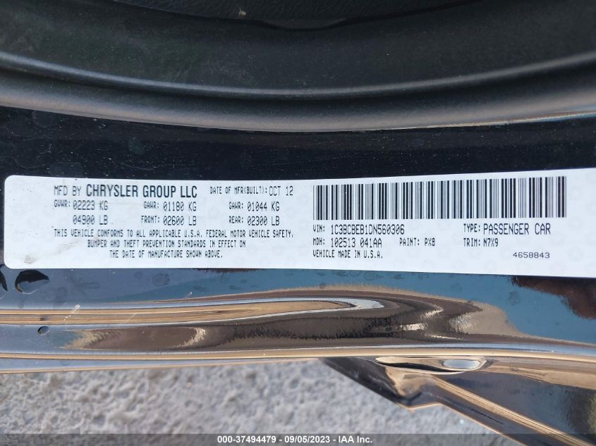 2013 CHRYSLER 200 TOURING - 1C3BCBEB1DN560306