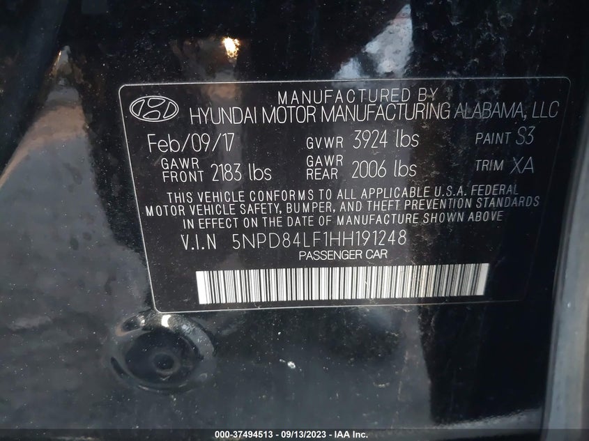 VIN 5NPD84LF1HH191248 2017 HYUNDAI ELANTRA SE/VALUE/LIMITED