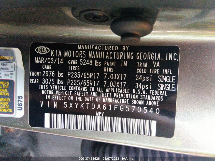 2015 KIA SORENTO LX - 5XYKTDA61FG570540