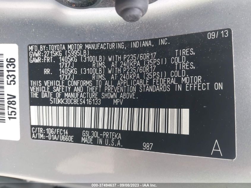 2014 TOYOTA SIENNA LE - 5TDKK3DC8ES416133
