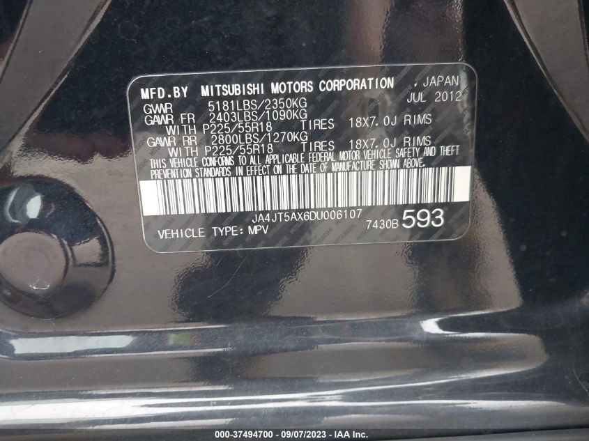 2013 MITSUBISHI OUTLANDER GT - JA4JT5AX6DU006107