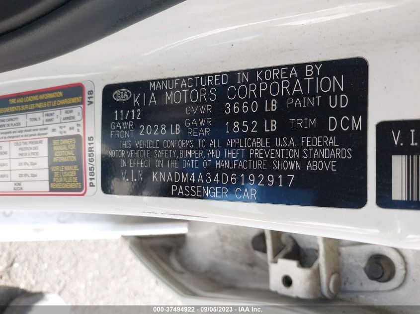 2013 KIA RIO LX - KNADM4A34D6192917
