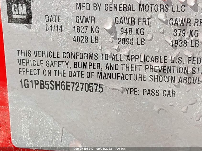 2014 CHEVROLET CRUZE LS - 1G1PB5SH6E7270575
