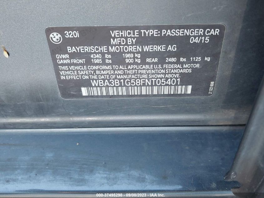 2015 BMW 3 SERIES 320I - WBA3B1G58FNT05401