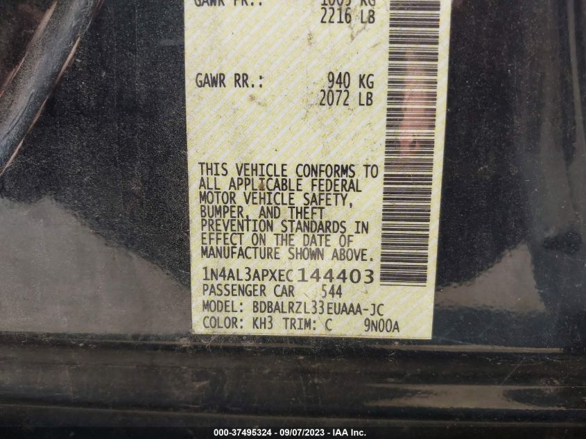2014 NISSAN ALTIMA 2.5 S - 1N4AL3APXEC144403