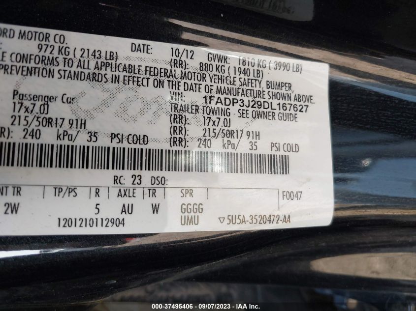 2013 FORD FOCUS TITANIUM - 1FADP3J29DL167627