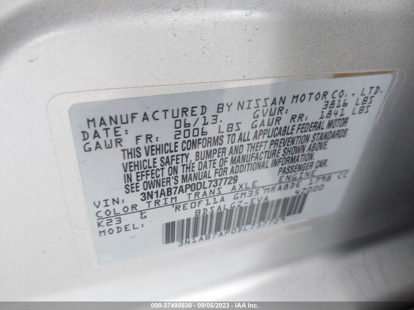 2013 NISSAN SENTRA SL - 3N1AB7AP0DL737729