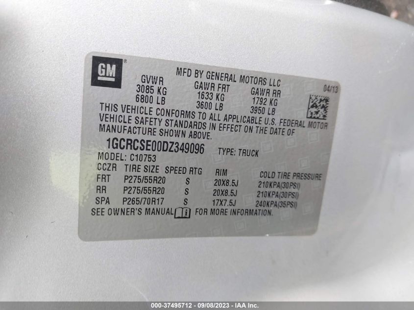 2013 CHEVROLET SILVERADO 1500 LT - 1GCRCSE00DZ349096