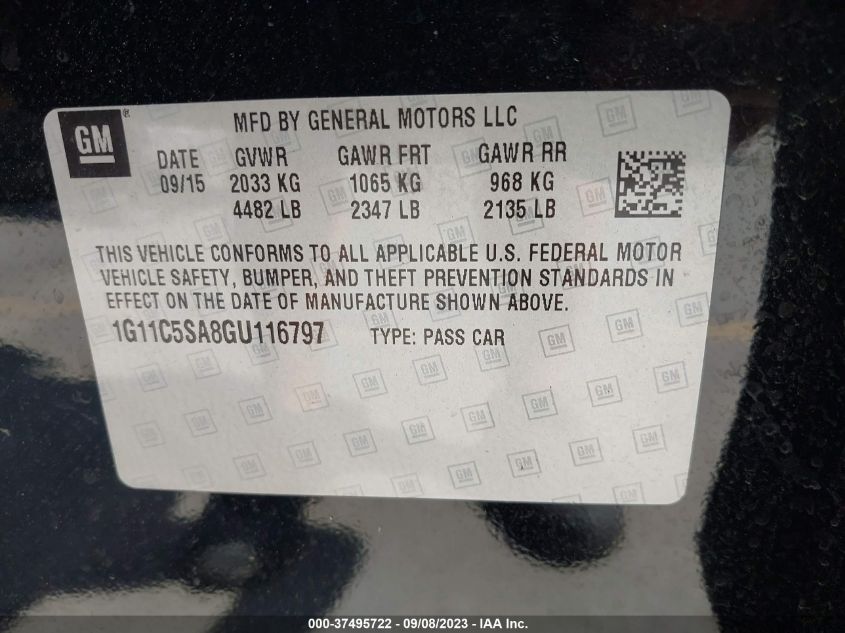2016 CHEVROLET MALIBU LIMITED LT - 1G11C5SA8GU116797