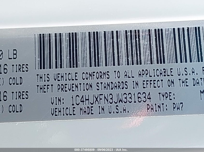 VIN 1C4HJXFN3JW331634 2018 JEEP WRANGLER UNLIMITED RUBICON