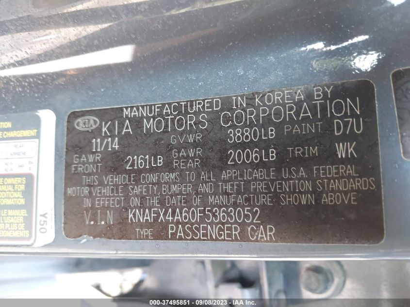 2015 KIA FORTE LX - KNAFX4A60F5363052