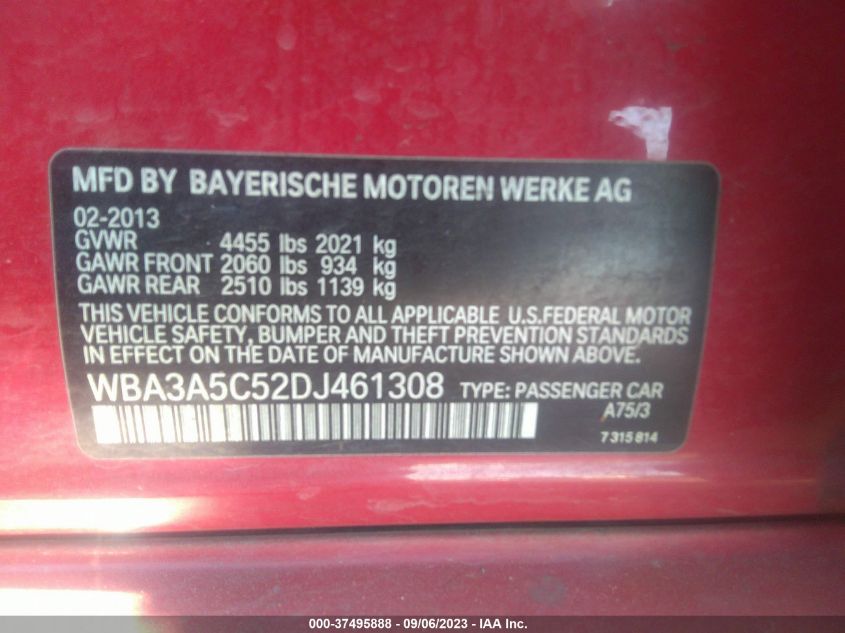 2013 BMW 3 SERIES 328I - WBA3A5C52DJ461308