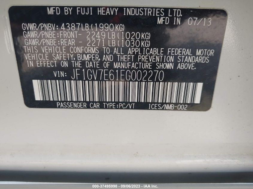 2014 SUBARU IMPREZA SEDAN WRX WRX JF1GV7E61EG002270