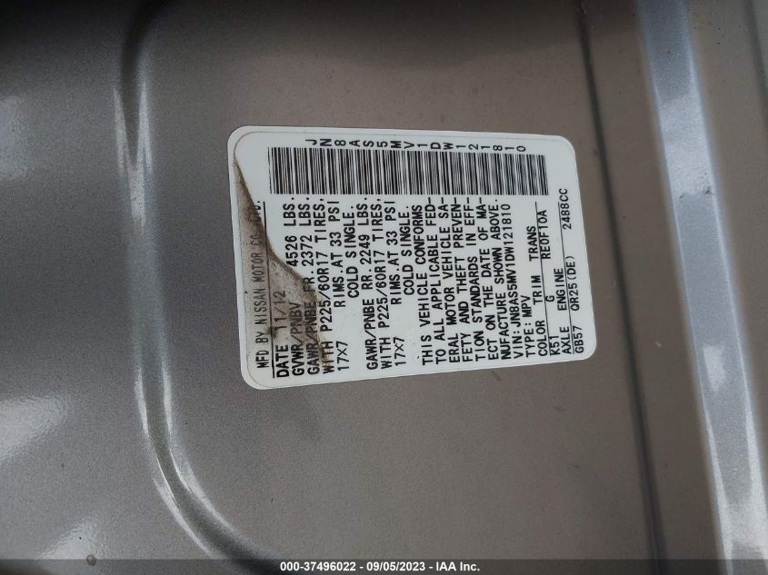 2013 NISSAN ROGUE SV - JN8AS5MV1DW121810