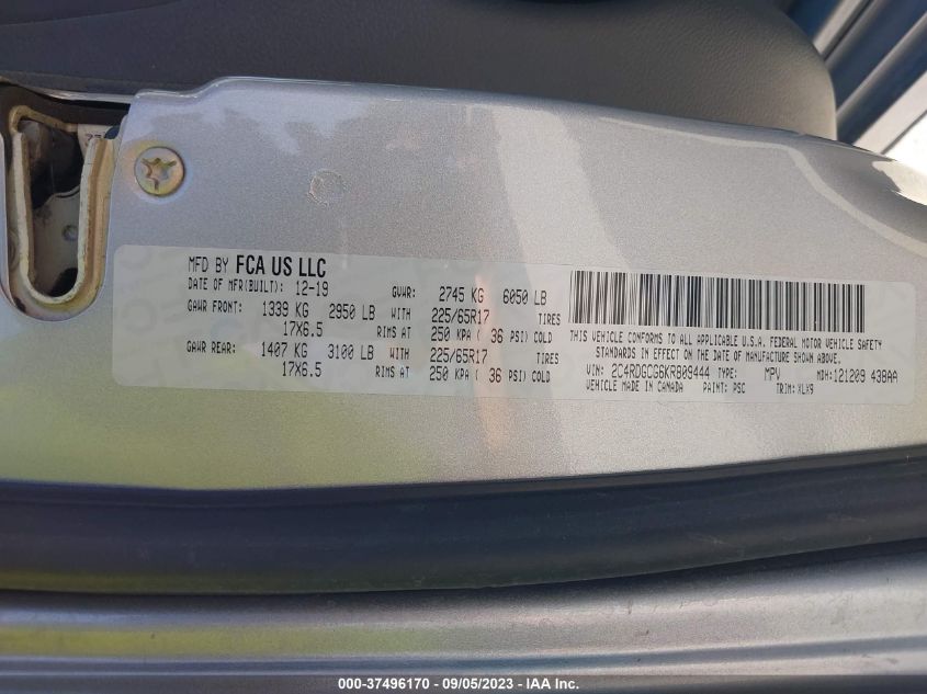 2019 DODGE GRAND CARAVAN SXT 35TH ANNIVERSARY - 2C4RDGCG6KR809444