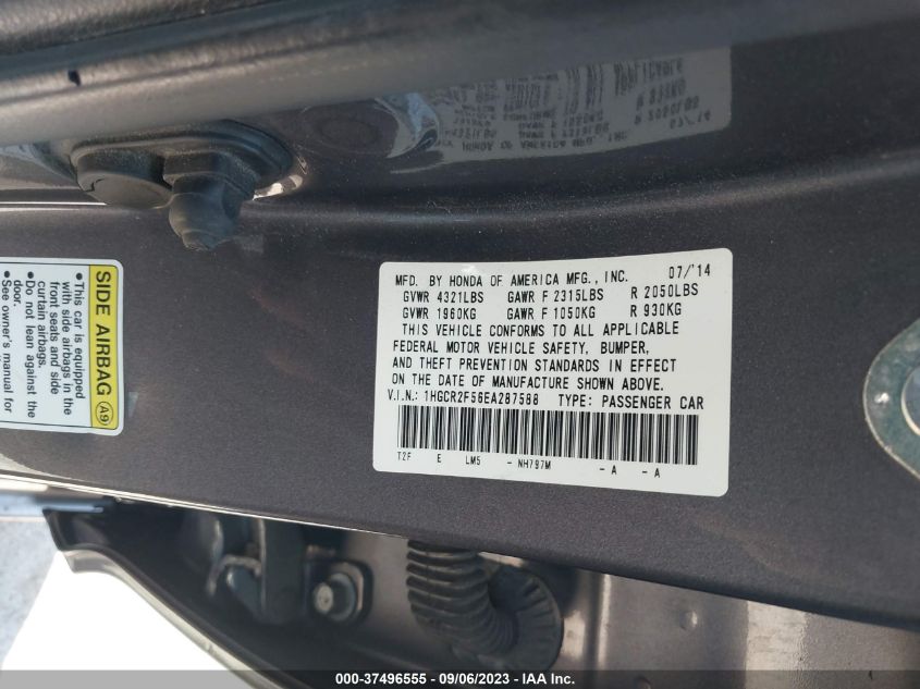 2014 HONDA ACCORD SEDAN SPORT - 1HGCR2F56EA287588