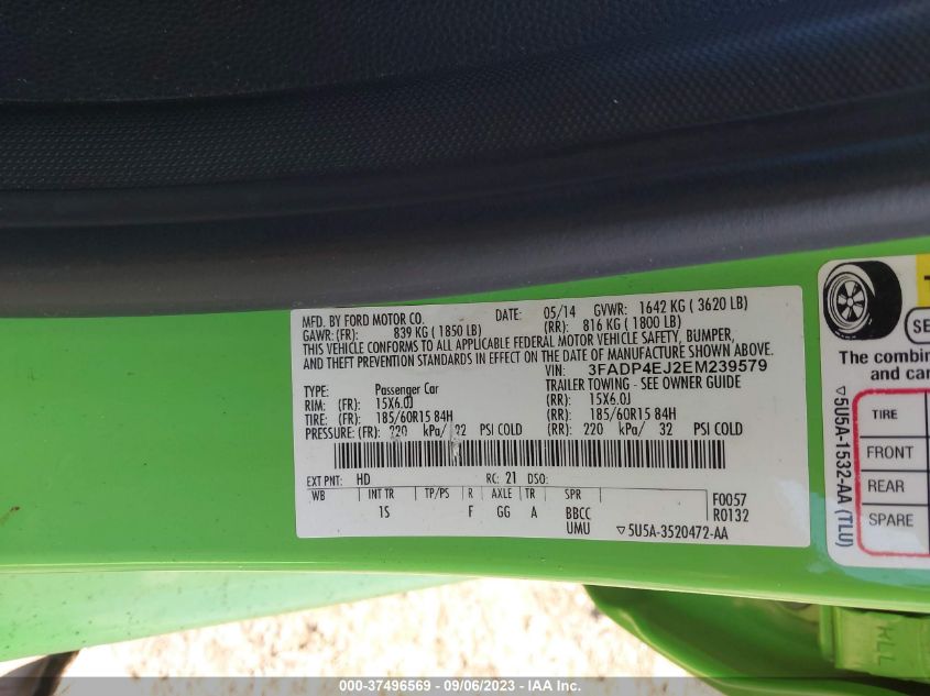 2014 FORD FIESTA SE - 3FADP4EJ2EM239579