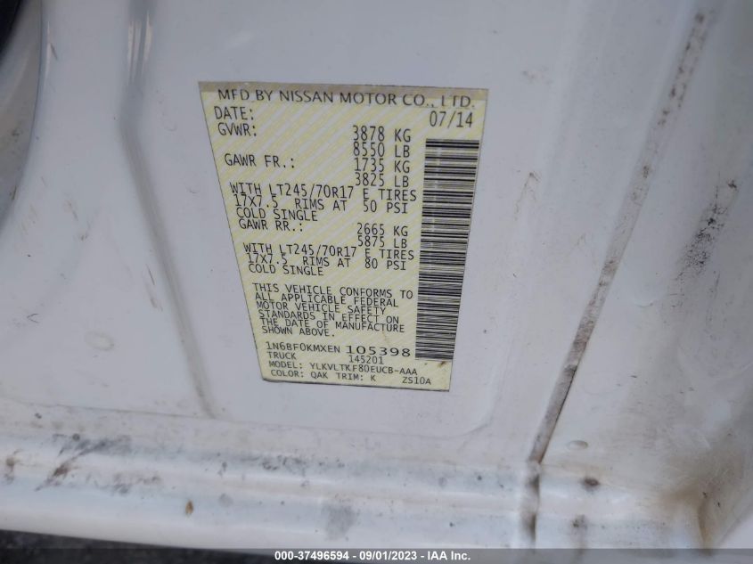2014 NISSAN NV SV 1N6BF0KMXEN105398