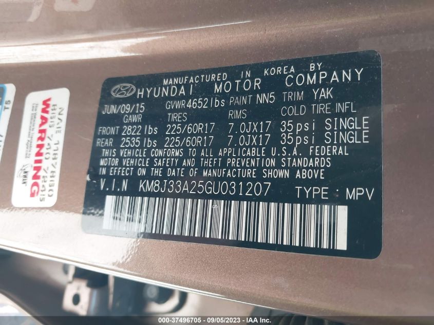 2016 HYUNDAI TUCSON ECO - KM8J33A25GU031207