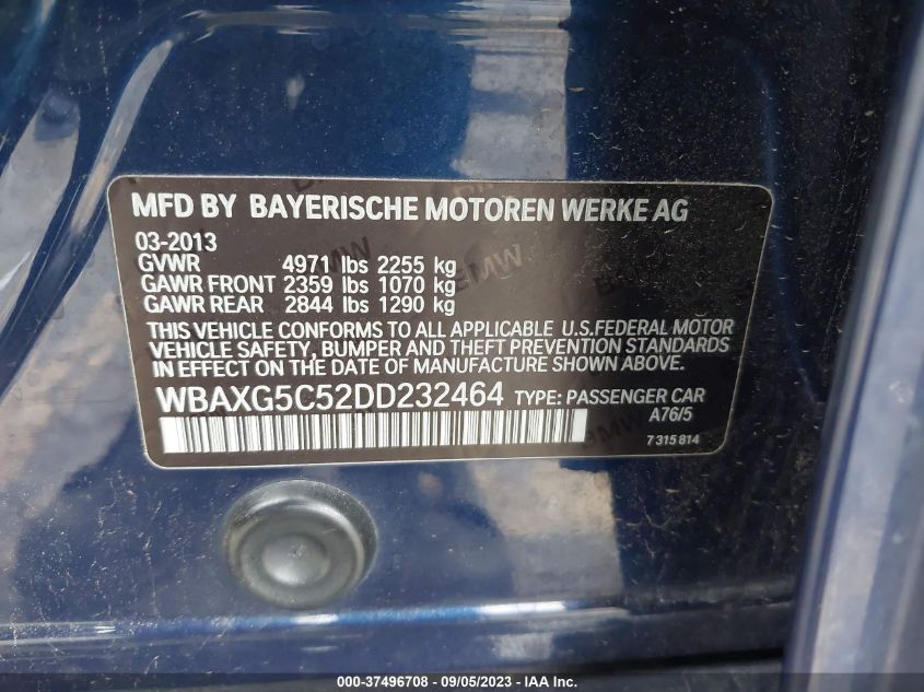 2013 BMW 528I WBAXG5C52DD232464