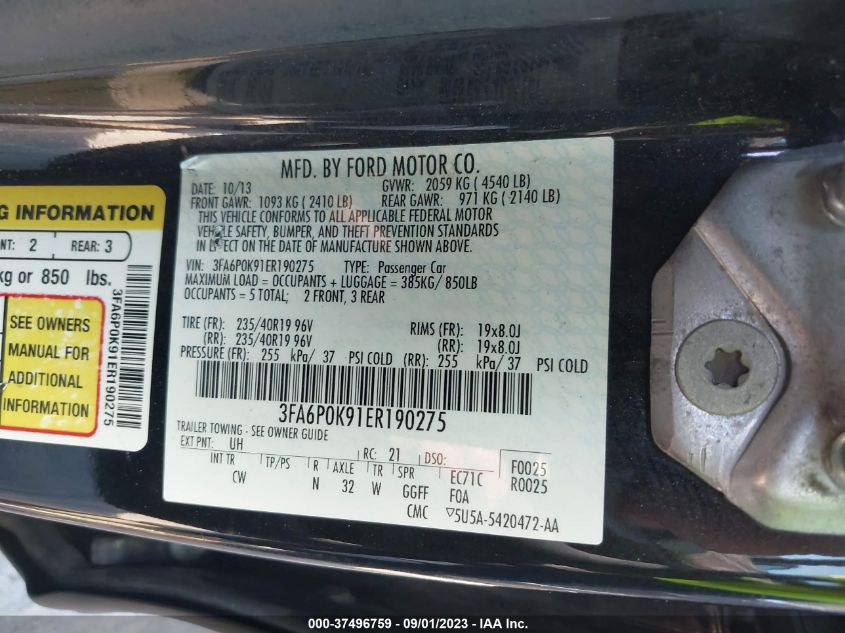 2014 FORD FUSION TITANIUM - 3FA6P0K91ER190275