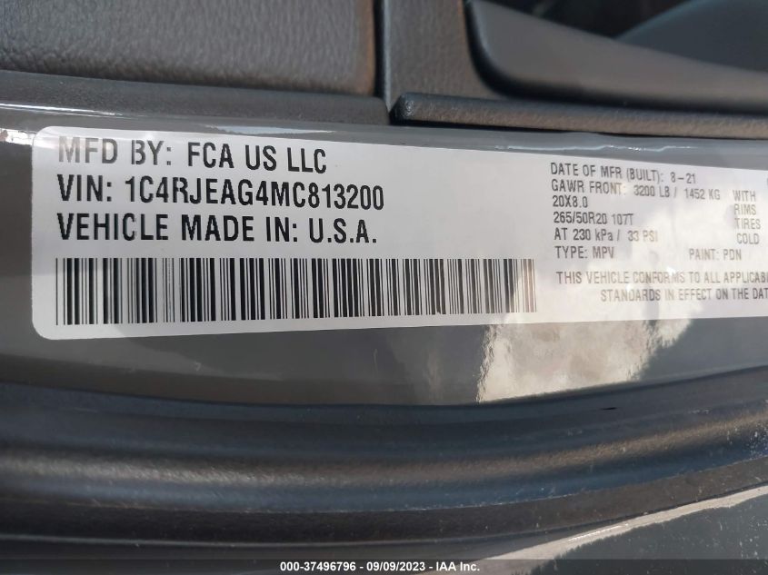 2021 JEEP GRAND CHEROKEE LAREDO - 1C4RJEAG4MC813200