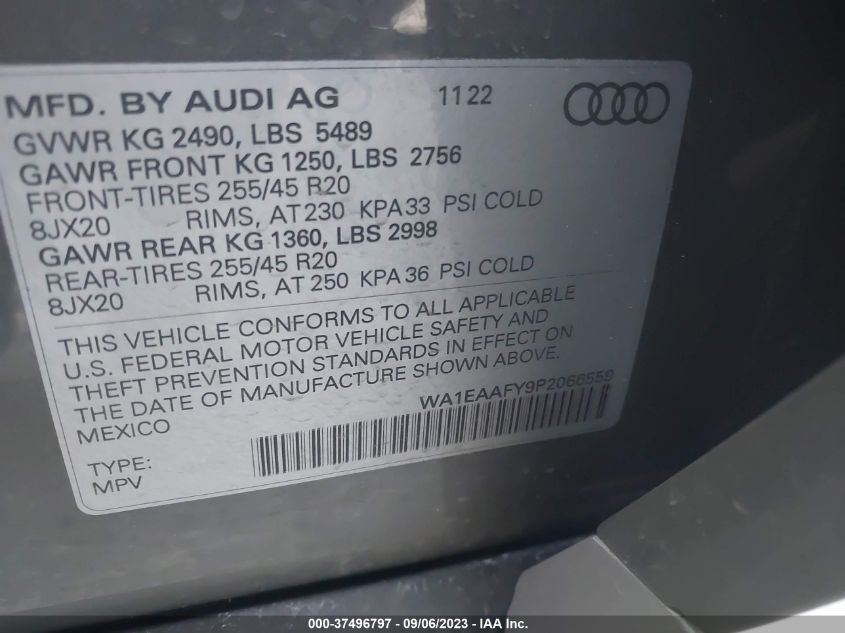 WA1EAAFY9P2066559 2023 AUDI Q5, photo no. 9