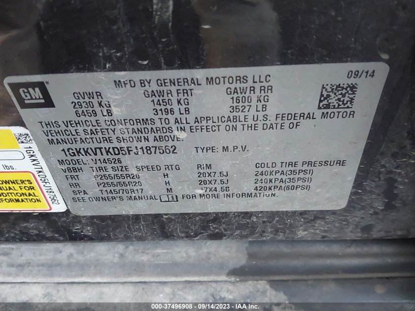 2015 GMC ACADIA DENALI - 1GKKVTKD5FJ187562