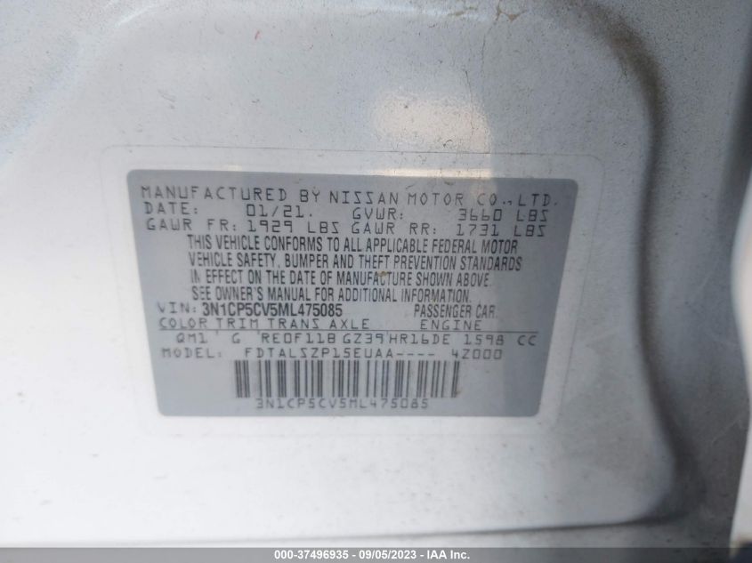 2021 NISSAN KICKS SV - 3N1CP5CV5ML475085