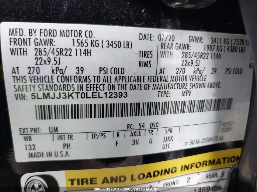 2020 LINCOLN NAVIGATOR L RESERVE - 5LMJJ3KT0LEL12393