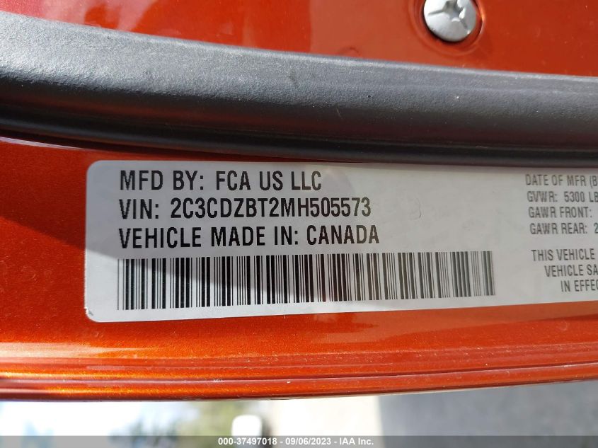 2021 DODGE CHALLENGER R/T - 2C3CDZBT2MH505573