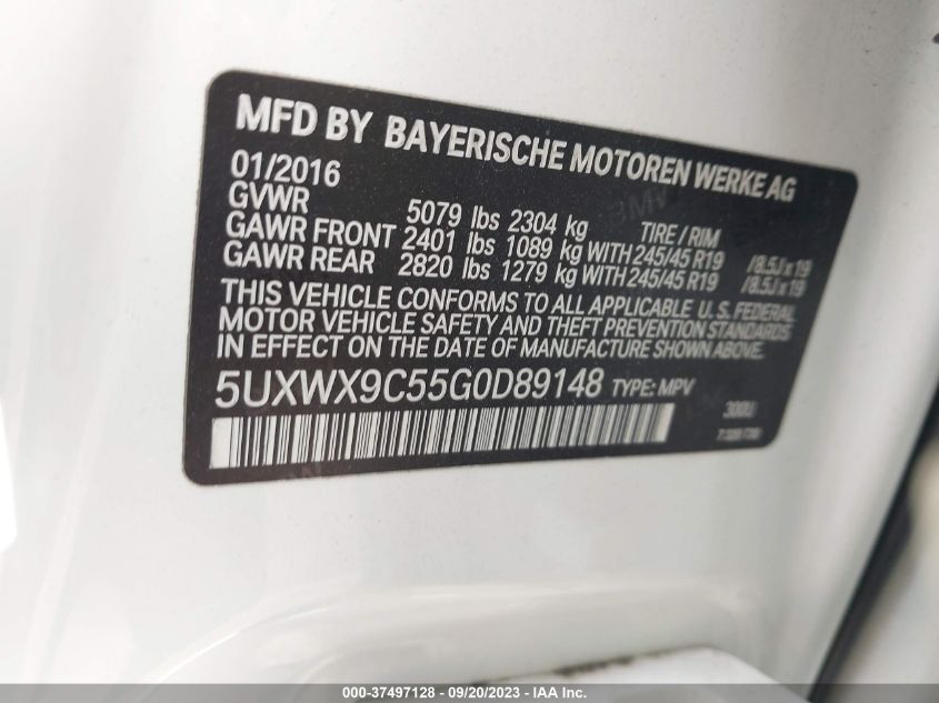 5UXWX9C55G0D89148 2016 BMW X3, photo no. 9