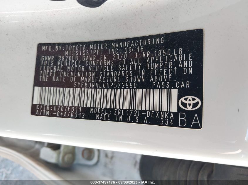 2017 TOYOTA COROLLA L/LE/XLE/SE/XSE - 5YFBURHE6HP573990