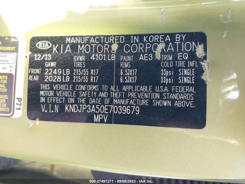 2014 KIA SOUL + - KNDJP3A50E7039679