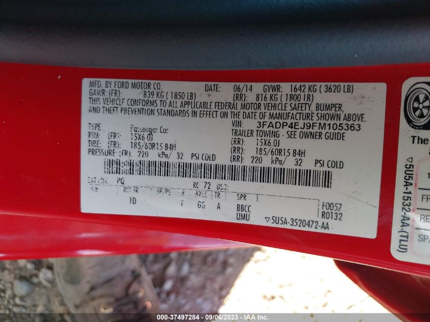 2015 FORD FIESTA SE - 3FADP4EJ9FM105363