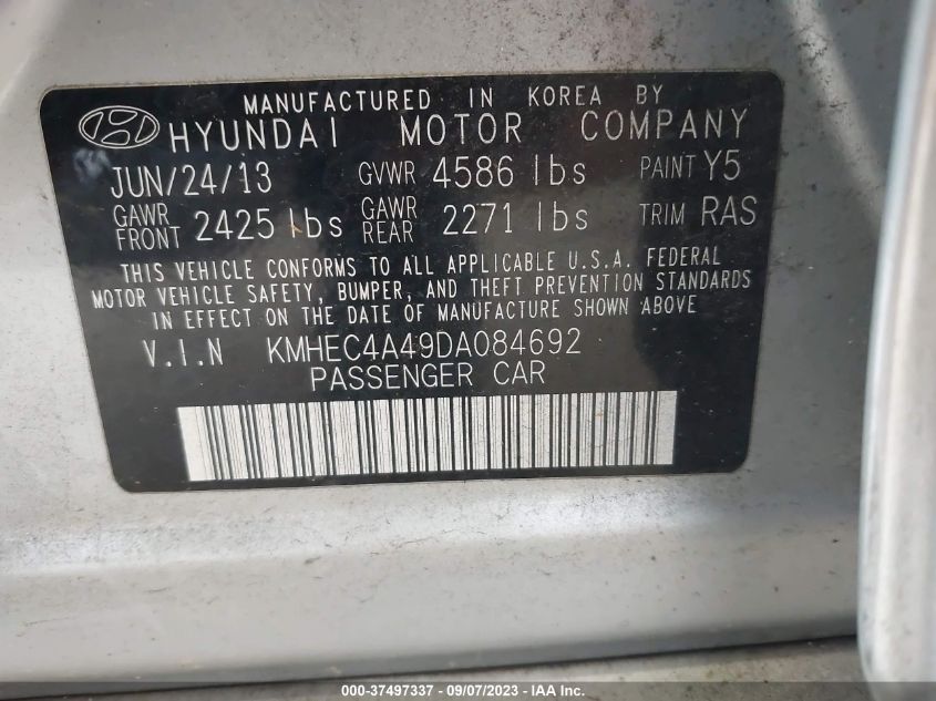 2013 HYUNDAI SONATA HYBRID LIMITED - KMHEC4A49DA084692