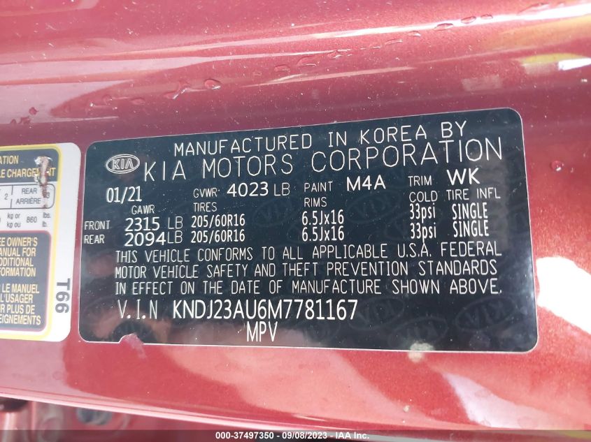 2021 KIA SOUL LX - KNDJ23AU6M7781167