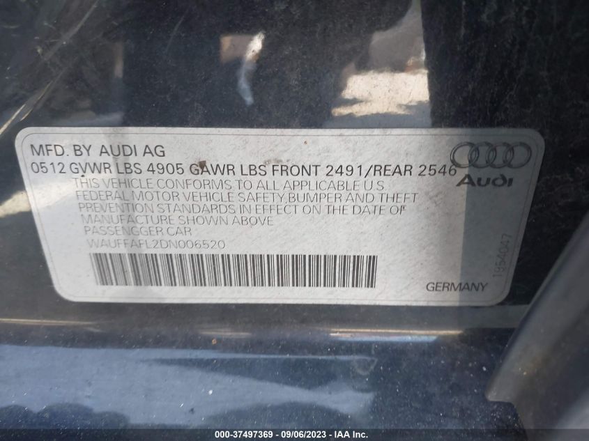 2013 AUDI A4 PREMIUM PLUS - WAUFFAFL2DN006520