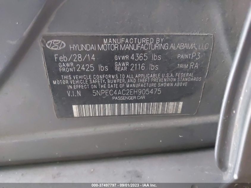 2014 HYUNDAI SONATA SE - 5NPEC4AC2EH905475