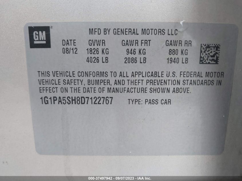 2013 CHEVROLET CRUZE LS - 1G1PA5SH8D7122767
