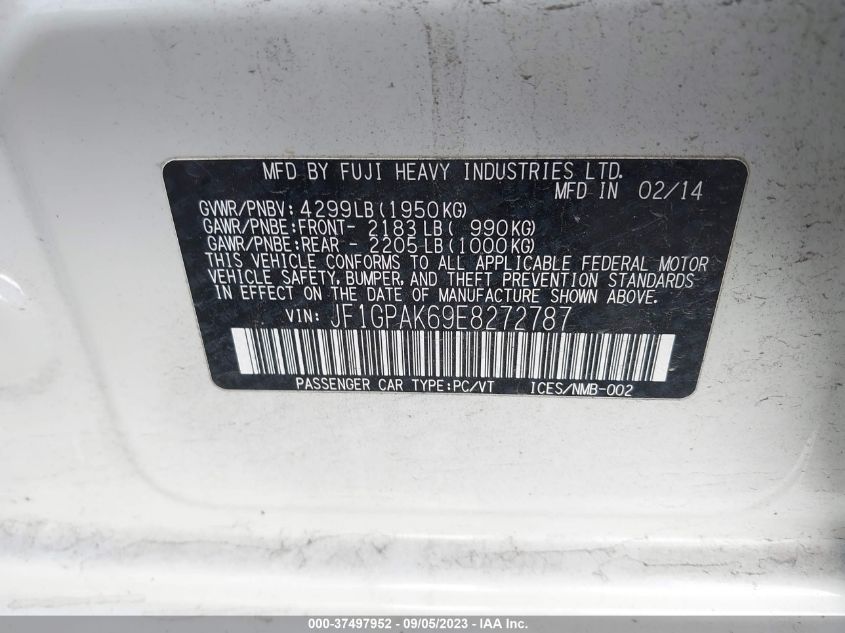 2014 SUBARU IMPREZA WAGON 2.0I LIMITED - JF1GPAK69E8272787