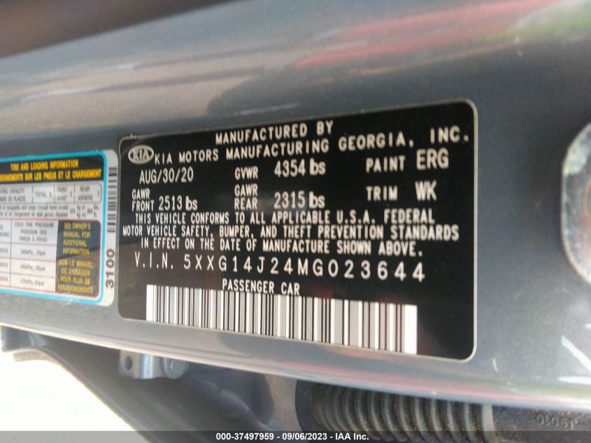 2021 KIA K5 LXS - 5XXG14J24MG023644