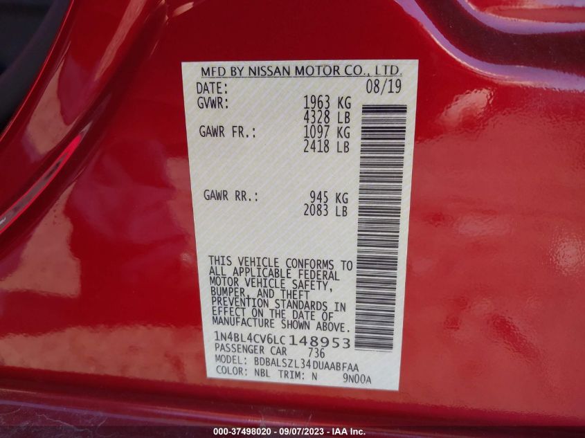 2020 NISSAN ALTIMA 2.5 SR - 1N4BL4CV6LC148953